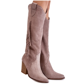 Lewski Shoes Női velúr Cowboy csizma Lewski 3094 / F szürke