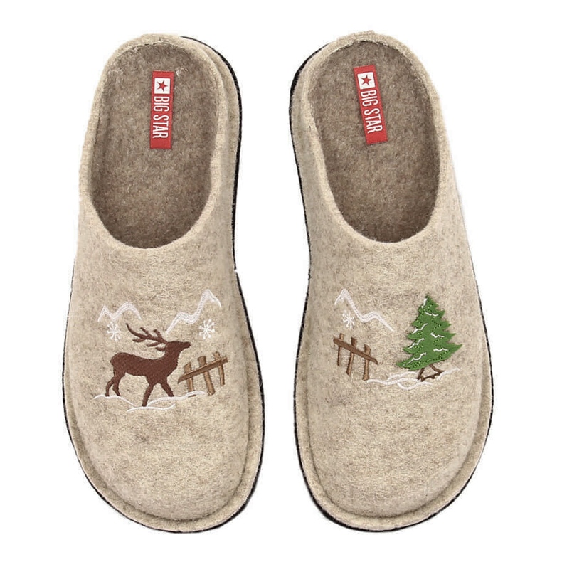 Gyapjú filc bézs női otthoni papucs Big Star KK276016