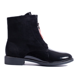 Klasszikus fekete bokacsizma lapos sarkú