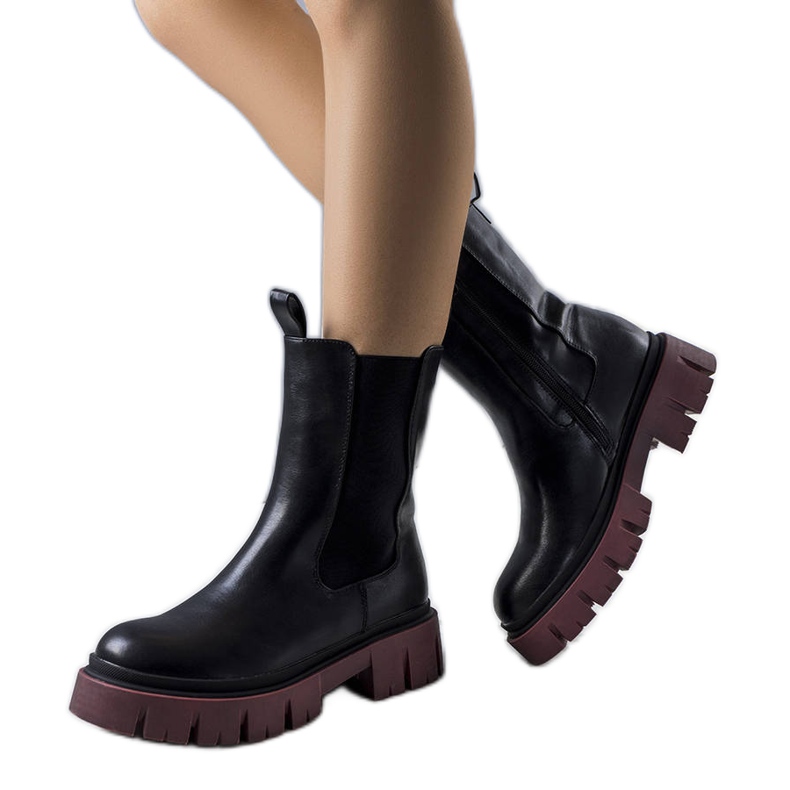 Evento Fekete csizma lila Kaydence talppal