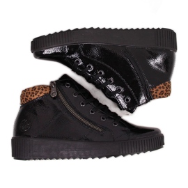 Fekete lakkozott női csizma Rieker M6434 Fekete lakkozott női csizma Rieker M6434