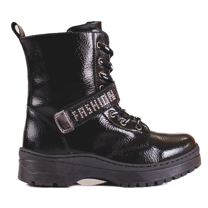 W. Potocki Potocki lány csizma kristályokkal fekete