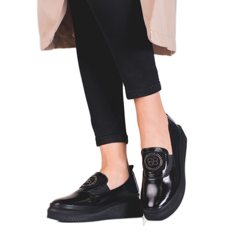 Bőr női Shelovet cipő fekete