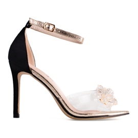 Átlátszó, Shelovet női pumpák szabad ujjakkal fekete