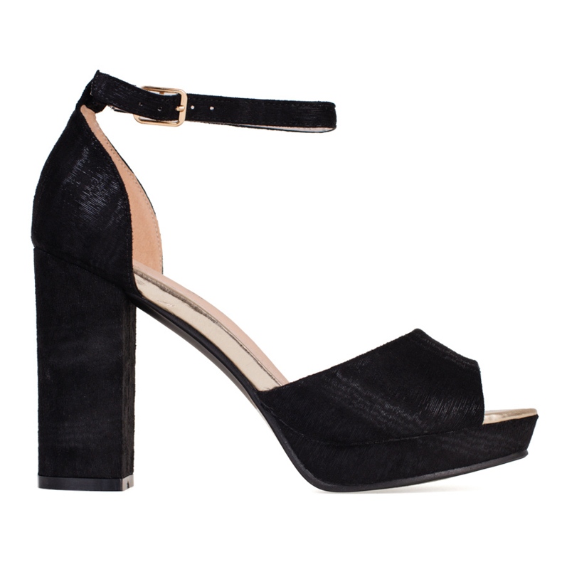Fekete női pumpák széles Shelovet oszlopon