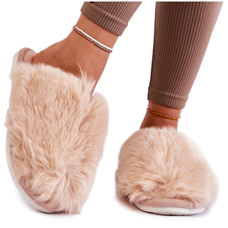 BM Női bézs Sheryl prémes papucs