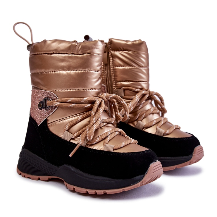 PE1 Gyermek arany Leena meleg hócipő cipzárral aranysárga