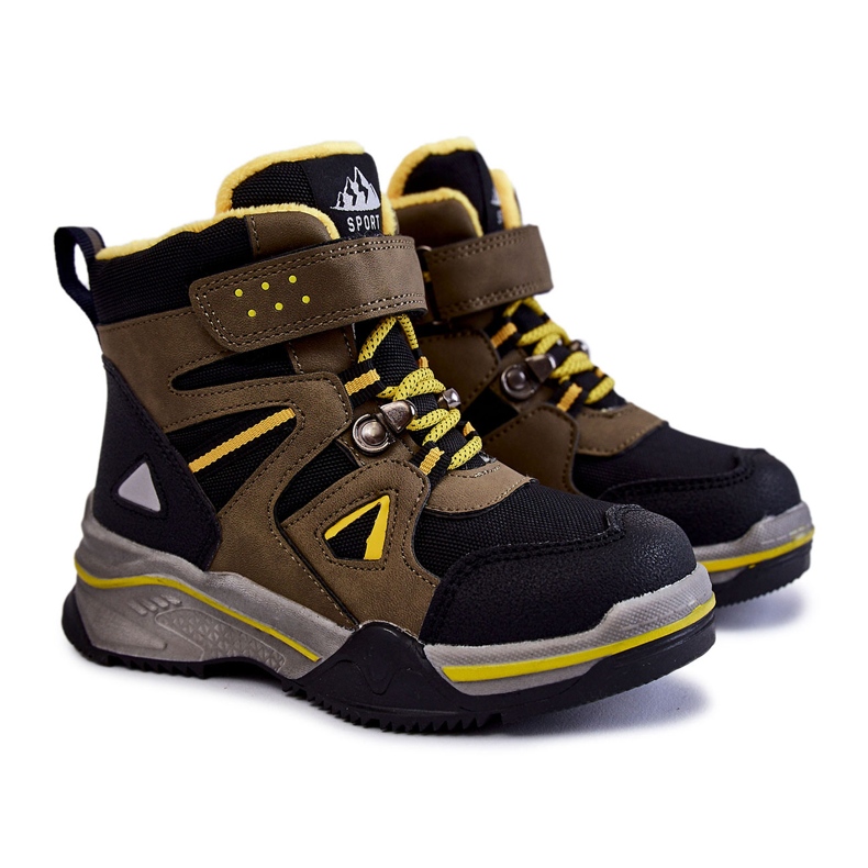 PE1 Gyapjú Khaki Marco-val melegített gyerekcipők fekete zöld sárga