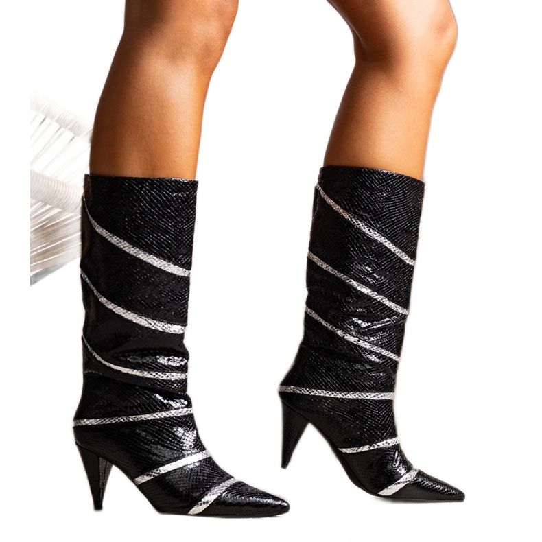 Fekete és ezüst Nevzo hőszigetelt csizma Fekete és ezüst Nevzo hőszigetelt csizma