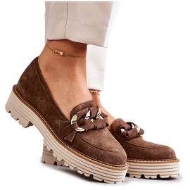 Női cipő Velúr Laura Messi 2523 Barna zöld