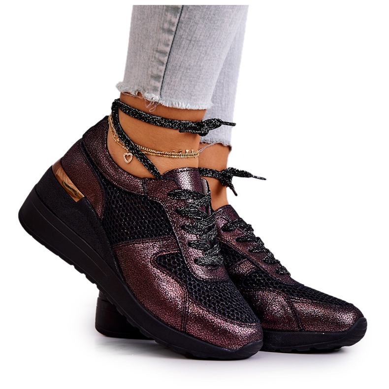 Bőr hálós tornacipő S.Barski Fekete