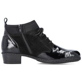 Bőr lakkozott női fekete szigetelt csizma Rieker Y0740-00