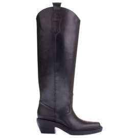 Marco Shoes Cowboy csizma szélesebb kerülettel fekete