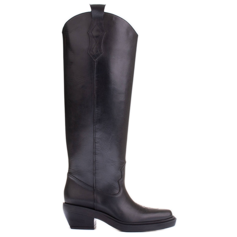Marco Shoes Cowboy csizma szélesebb kerülettel fekete