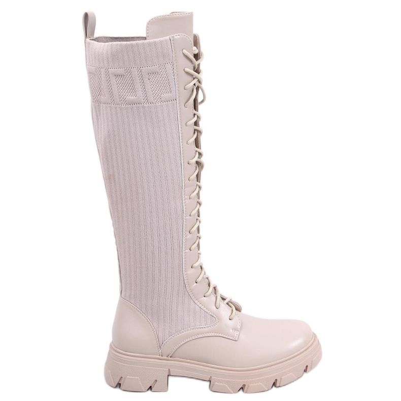 Lovaglócsizma rugalmas Keyshia Beige felsőrésszel bézs