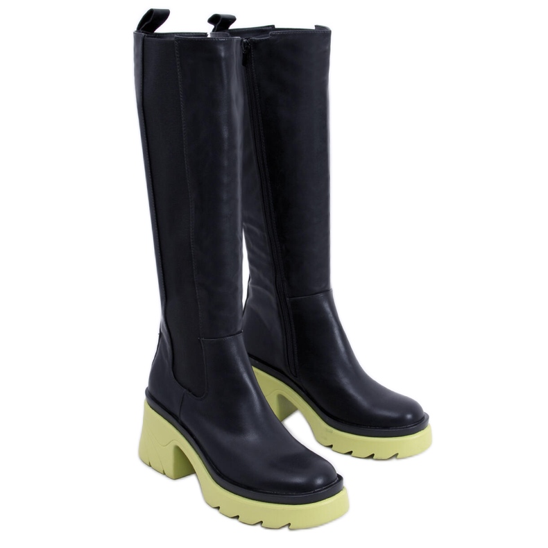 PA1 Woods BLACK/GREEN csizma színes talppal fekete