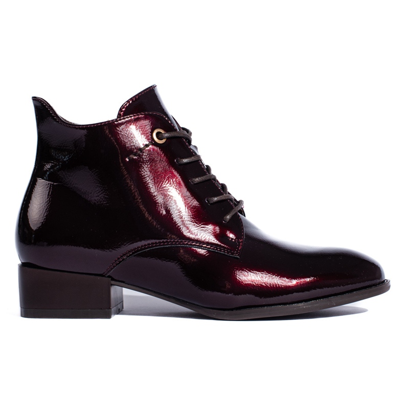 W. Potocki Lakkozott fűzős női csizma Potocki bordó sokszínű