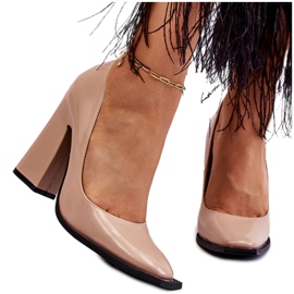 PA1 Divatos lakkbőr sarokpumpák Nude Mysterious bézs PA1 Divatos lakkbőr sarokpumpák Nude Mysterious bézs