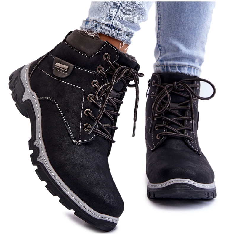 PA1 Női Trapper csizma meleg cipzáras Black Jake fekete