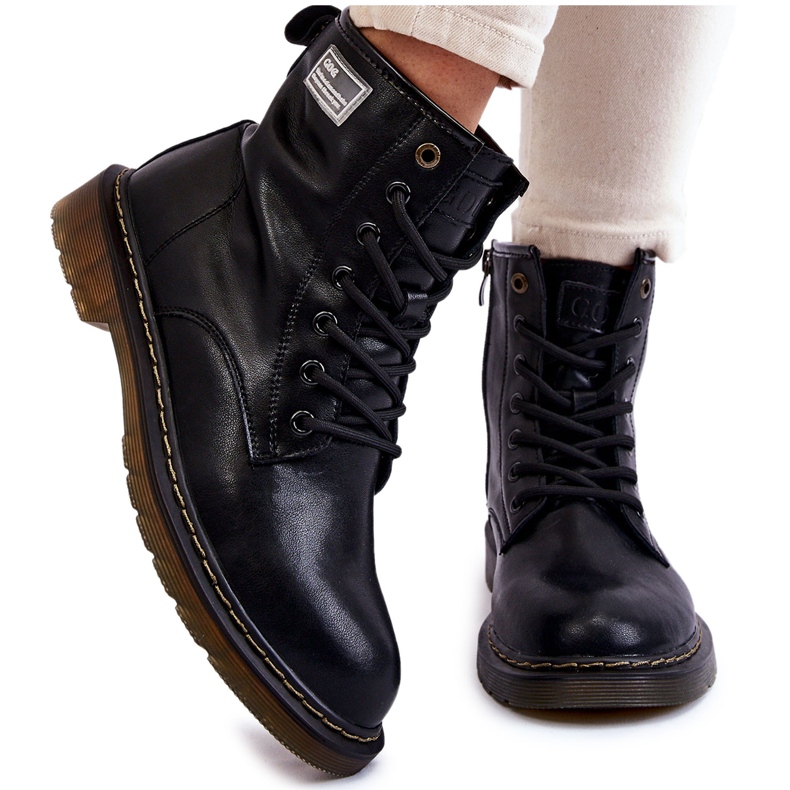 Női bőr meleg csizma GOE II2N4053 fekete Női bőr meleg csizma GOE II2N4053 fekete