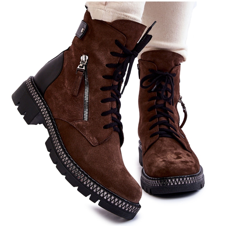 Velúr szigetelt csizma Laura Messi 2508 barna