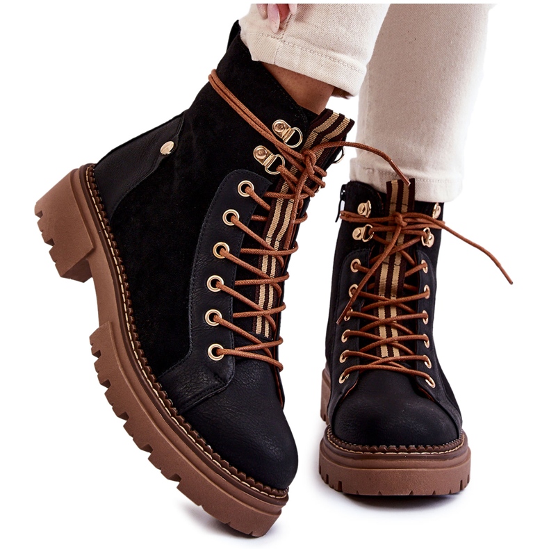 Fekete Velúr Trapper Boots Alette