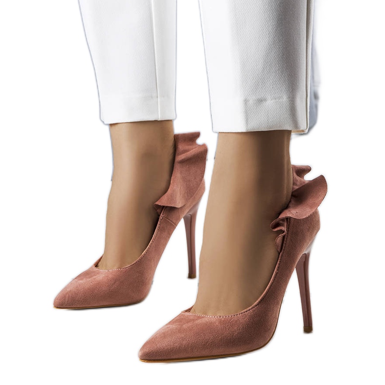 BM Jasmis rózsaszín fodros sarkú cipő