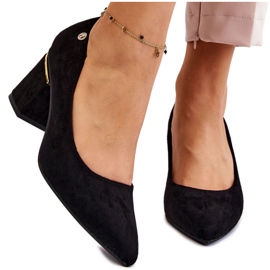 PS1 Klasszikus velúr magassarkú pumpák fekete Derren díszítéssel