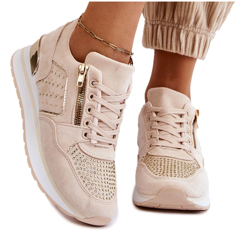 PG1 Női sportcipő dekoratív krémszínű cipzárral sokszínű