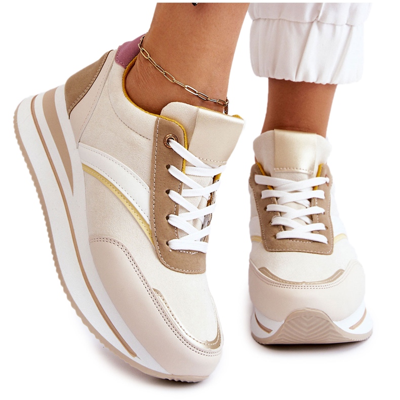 PG1 Hermain Beige Wedge tornacipő bézs fehér
