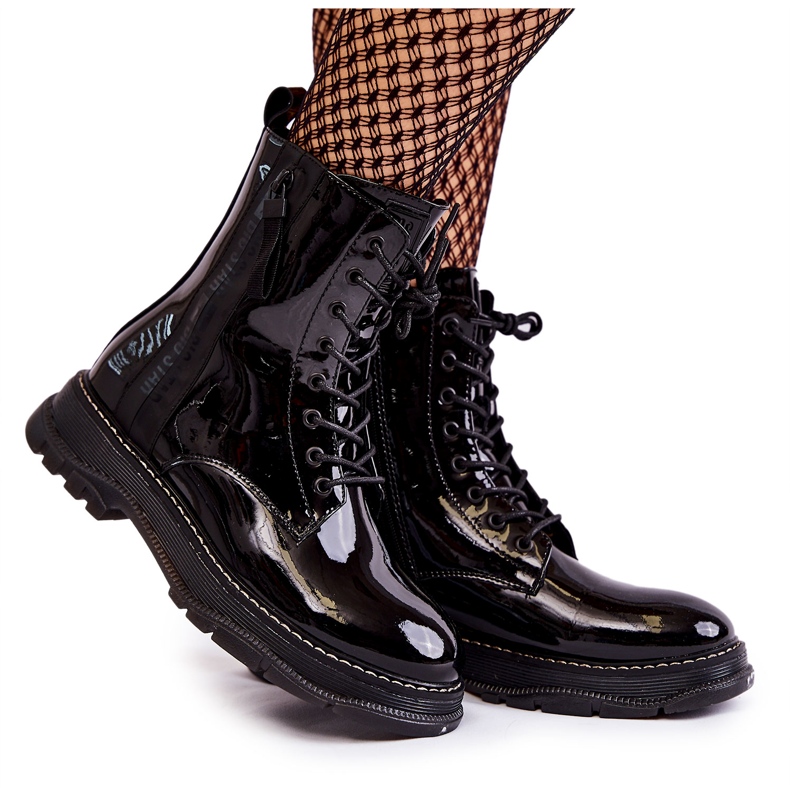 Lakkozott csizma Glany Big Star KK274489 fekete