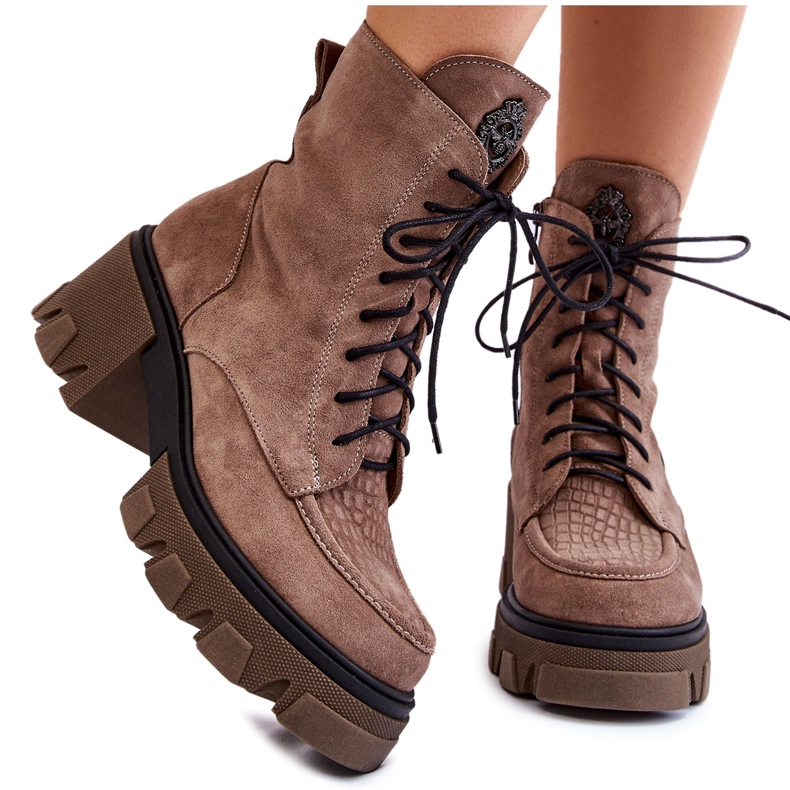 Lemar Női velúr szigetelt csizma világosbarna bézs