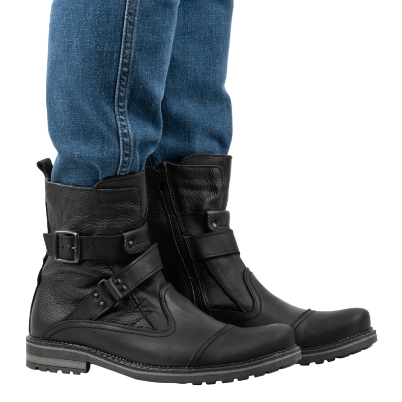 Olivier Bőr férfi csizma Chelsea csizma 82KZ fekete