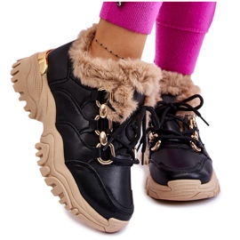 PM1 Hőszigetelt női sportcipők Fűzős fekete bézs Kerberos