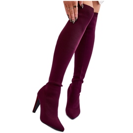 BM Magas sarkú csizma bordó zoknival Renoli piros sokszínű