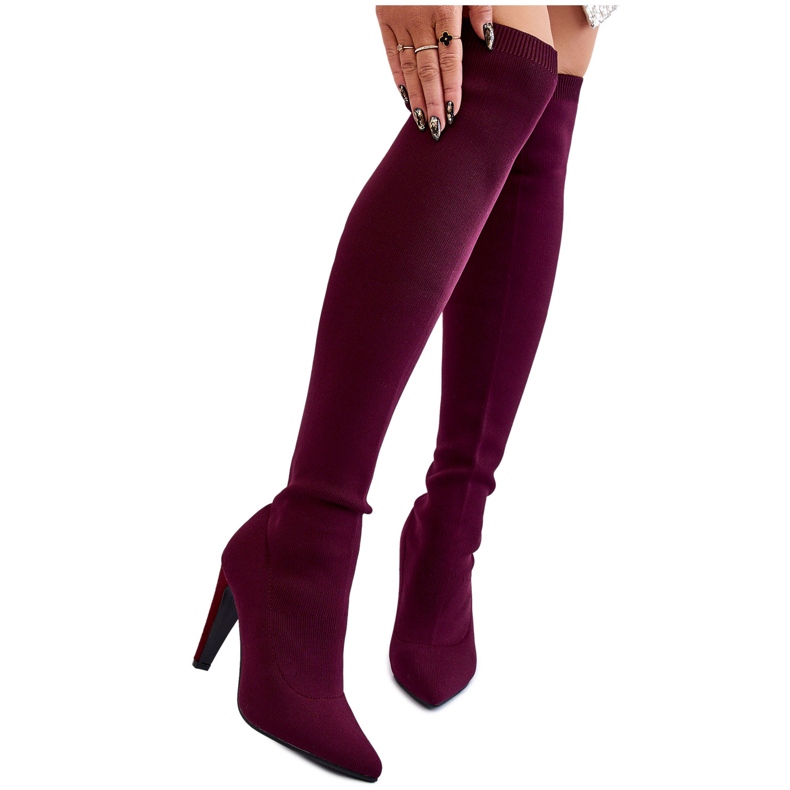 BM Magas sarkú csizma bordó zoknival Renoli piros sokszínű