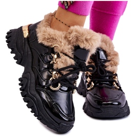 PM1 Hőszigetelt női sportcipők Fűzős fekete Kerberos bézs