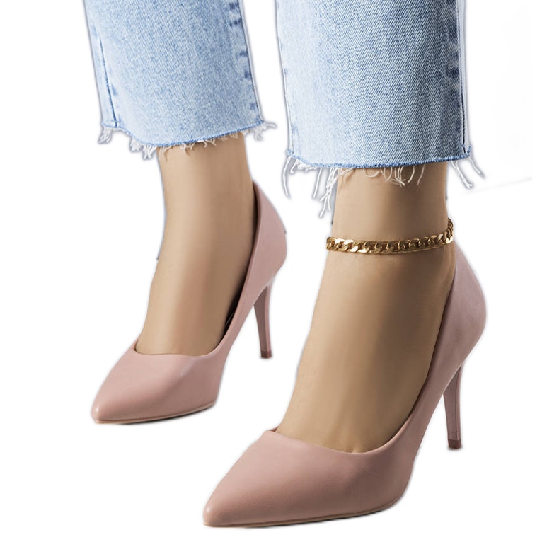 PA1 Rózsaszín matt Raphael sarkú cipő bézs