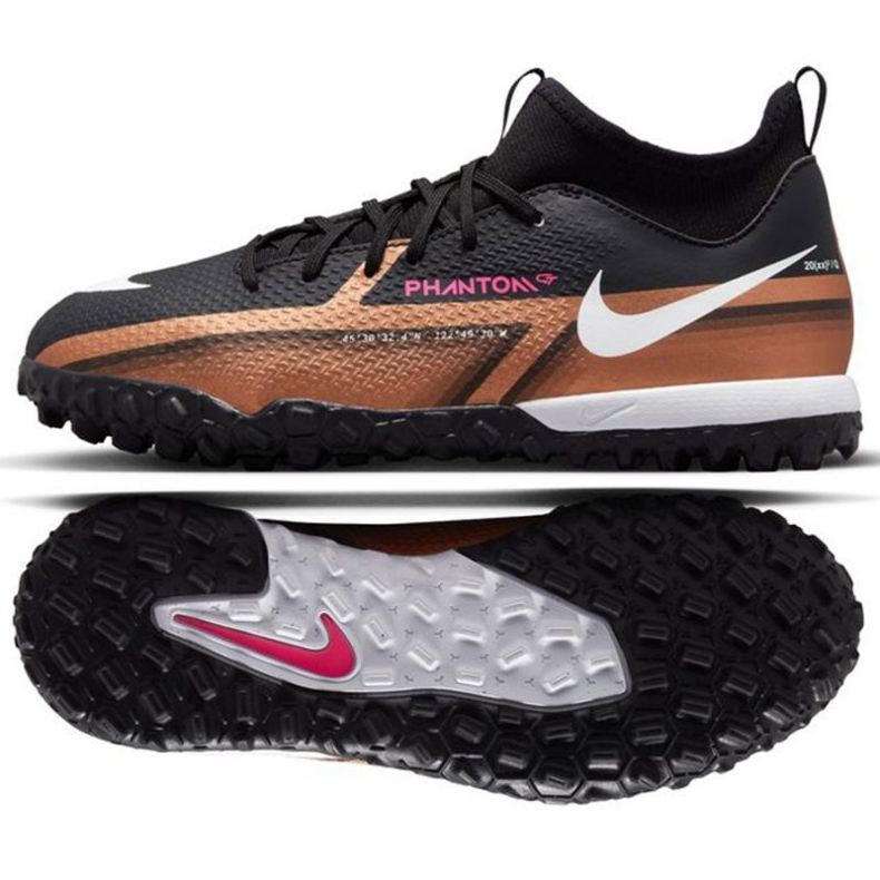 Nike Phantom GT2 Academy Qatar Dynamic Fit Tf Jr DR6061 810 futballcipő barna fekete bézs és barna Nike Phantom GT2 Academy Qatar Dynamic Fit Tf Jr DR6061 810 futballcipő barna fekete bézs és barna