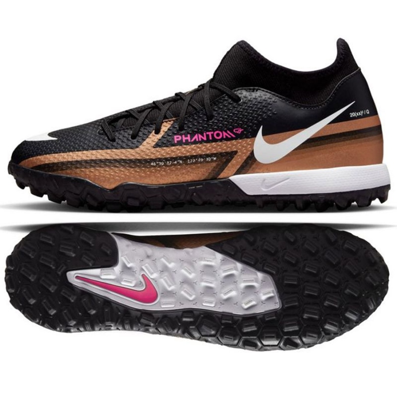 Nike Phantom GT2 Academy Qatar Dynamic Fit Tf M DR5966 810 futballcipő barna fekete fekete Nike Phantom GT2 Academy Qatar Dynamic Fit Tf M DR5966 810 futballcipő barna fekete fekete