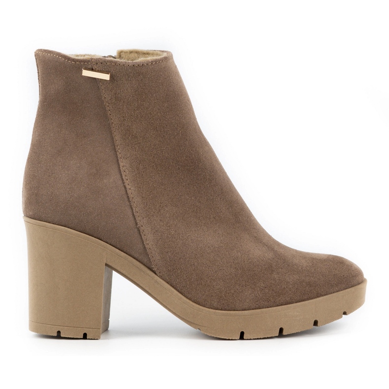 Olivier Riva női velúr szigetelt csizma sötét bézs színben