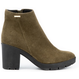 Olivier Riva női velúr szigetelt csizma zöld színben