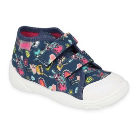 Befado Gyerek papucs 212P080 Navy Blue színes alkalmazásokkal kék