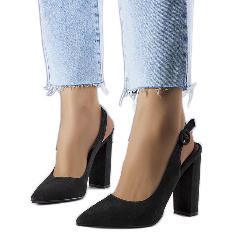 PA1 Jaylee fekete nyitott sarkú pumpák