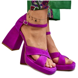 Lewski Shoes Női velúr magassarkú szandál Leski cipő 3221 fukszia rózsaszín