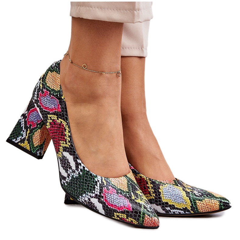 Lewski Shoes Bőr szivattyúk kígyómintás bal cipőben 3277 tarka sokszínű