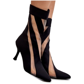 PS2 Divatos női magassarkú csizma fekete Deyna