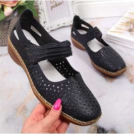 Női bőrcipő tépőzárral sötétkék Rieker 41399-14 Női bőrcipő tépőzárral sötétkék Rieker 41399-14