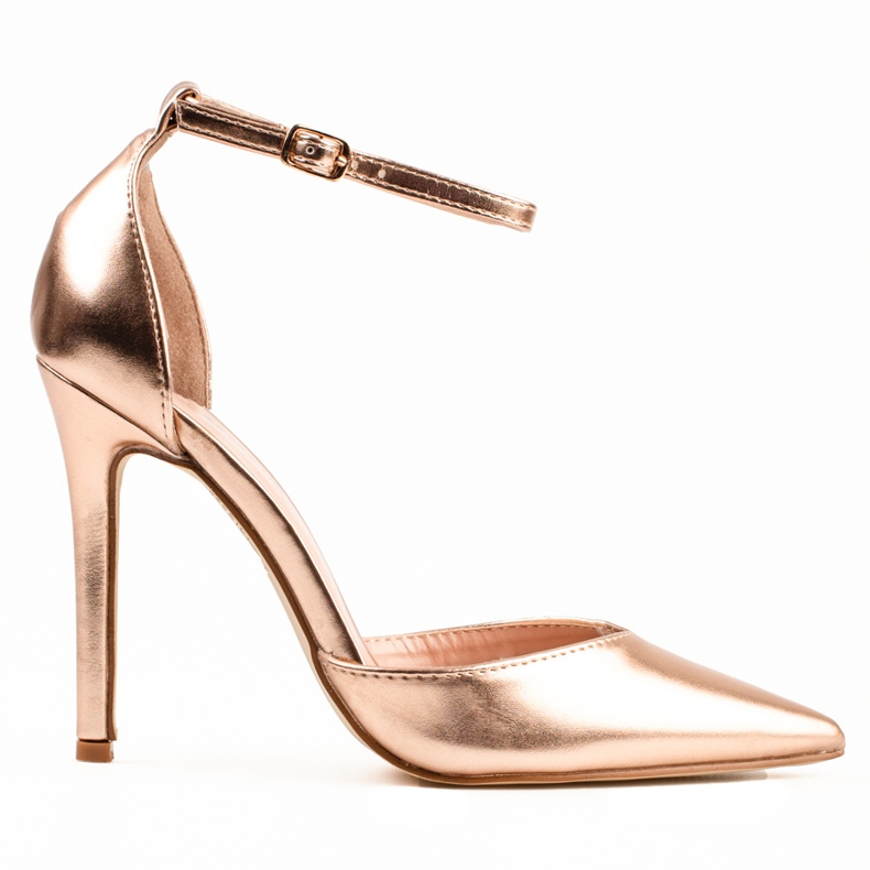 Női Shelovet aranysarkú cipő a boka körül rögzítve aranysárga