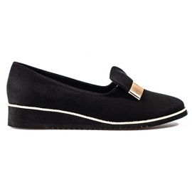 Könnyű női cipő Shelovet arany díszítéssel velúrból fekete
